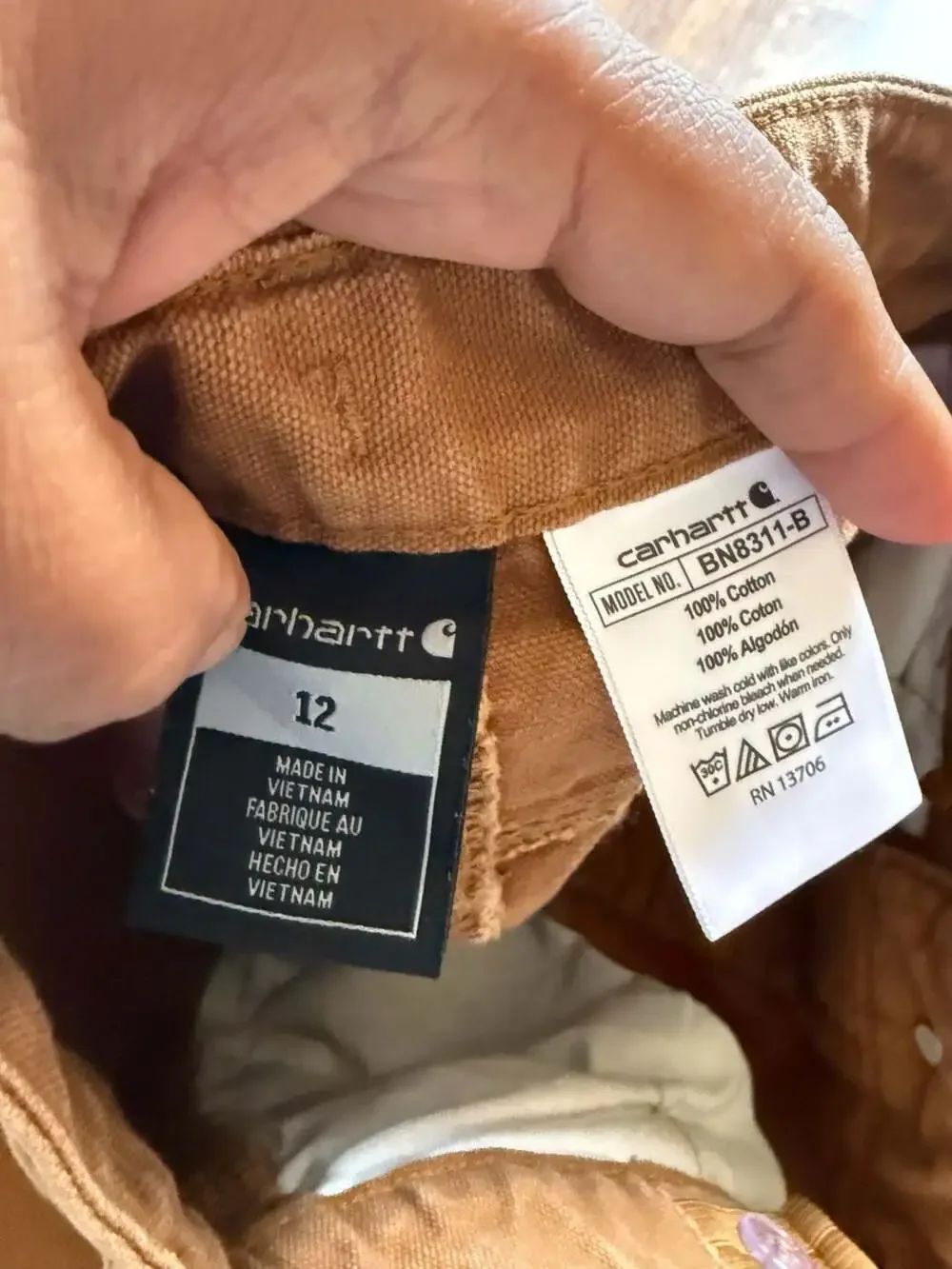 Carhartt BN8311-B Brown Canvas Carpenter Work Pants Size 12